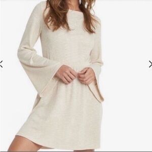 Roxy cream ribbed long sleeve beach dress